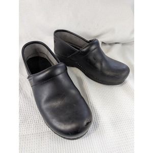 DANSKO! LUXE BLACK GENUINE LEATHER COMFORT CLOGS, SHOES! SZ 10, EU 41